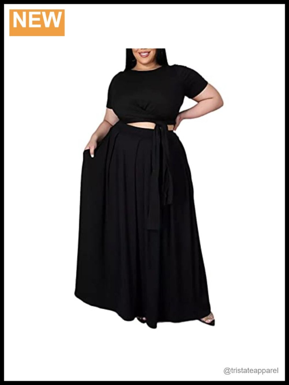 Plus Size 2 Piece Outfit Crop Top Maxi Skirt Set Boho Summer